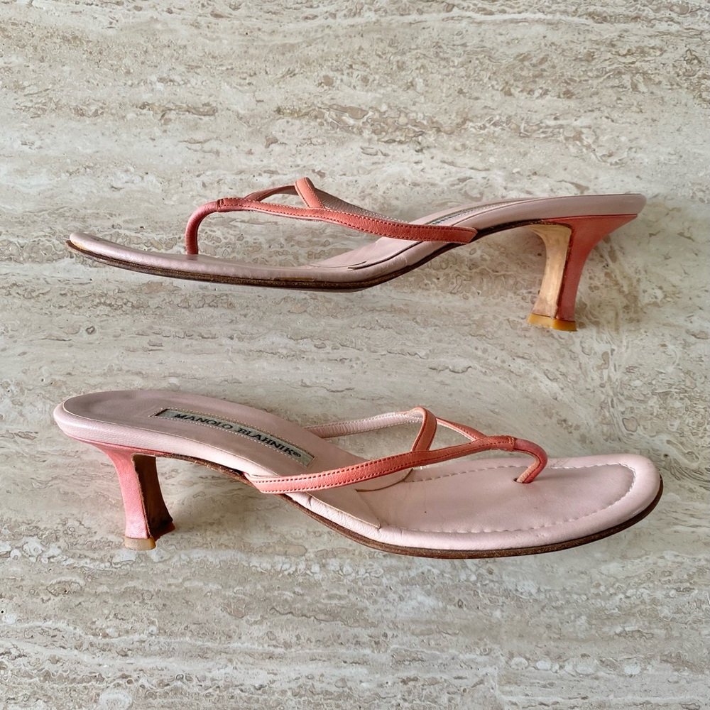 Vintage Manolo Blahnik Thong Sandal Heels - Picture 5 of 10